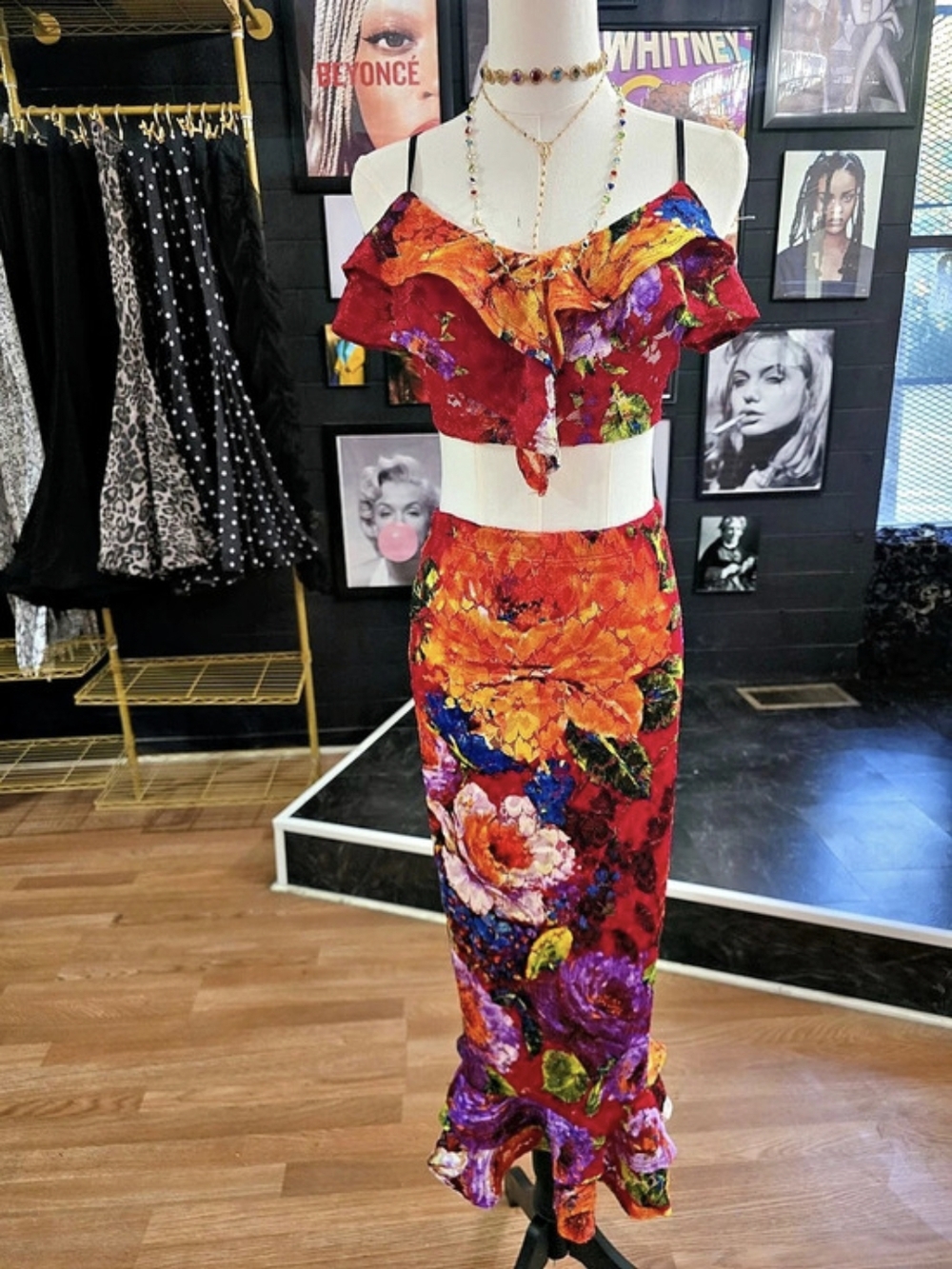 Fashion Nova Floral Mindset Ruffle Skirt Set Floral Ruffle Maxi Skirt Set Size